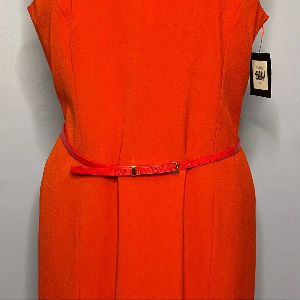 Ellen Tracy Red Sleeveless w/ Belt Women’s Dress Size 14 - Picture 4 of 11
